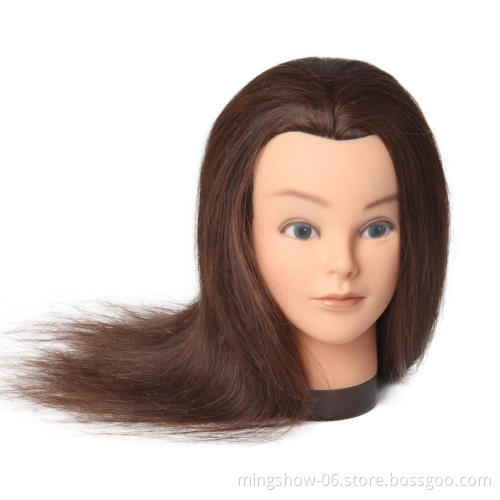 18" Brown hair training mannequin head with human hair for training